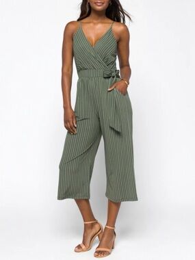 Kaileigh Rica Olive Crop Jumpsuit